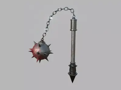 Medieval Flail 07 Blood - Character Fantasy Weaponry Low-poly 3D model