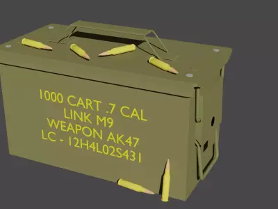 Ammo box and Ammo Low-poly 3D model