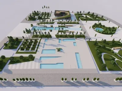 park-public park-Private Park Landscape 3D model 6