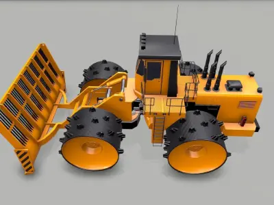Industrial Vehicle Waste Dozer Low-poly 3D model