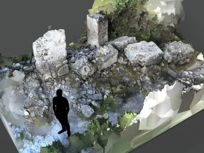 Abandoned House Ruined Part Scan - Fallen Wall Parts 3D model