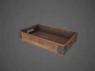 Storage Troy Box Wooden  Low-poly 3D model