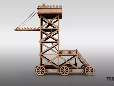 Medieval Siege Tower - Historical Siege Weapon Low-poly 3D model