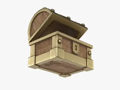 Treasure Chest with Gold Bars 3D model