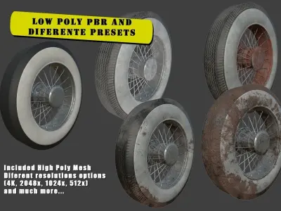 Classic Tire 4K PBR Low-poly and High Poly Game Ready VR AR Low-poly 3D model