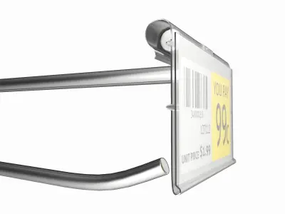 Store Pegboard Flip-up Scanner Hook with Label 3D model