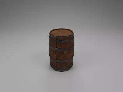Wooden Barrel High-Poly 3D Model  3D model