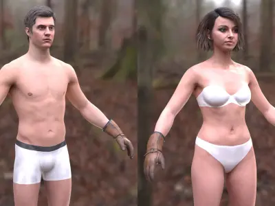 Man and Woman in Working Gloves 146 3D model