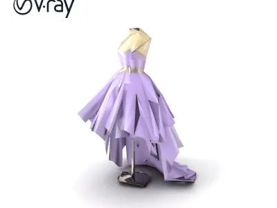 Whimsical Evening Dress Mannequin Model Pack Low-poly 3D model