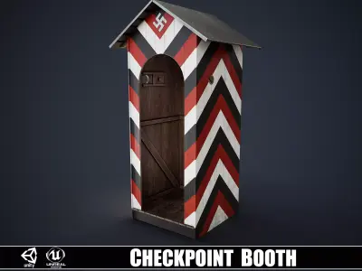 WW2 German Checkpoint Booth Low-poly 3D model