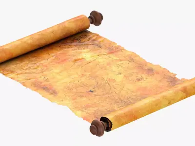 Scroll Open With Pirate Map 02 1 3D model