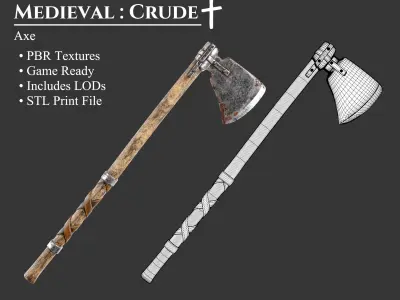Medieval Collection Crude Weapons Set 3D Model Pack