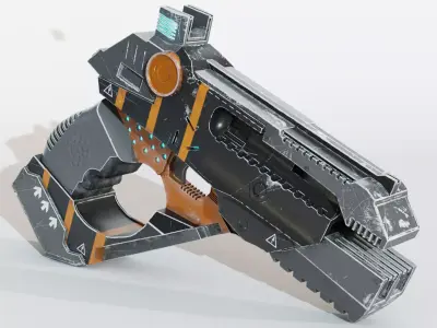Sci-fi Pistol Low-poly 3D model 6