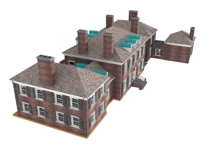 Classic English Red Brick House Building 3D model