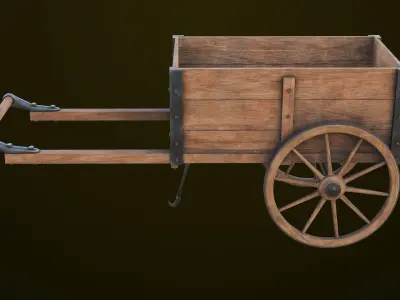 Wooden Vendor Cart01 All PBR Unity UE Textures Included Low-poly 3D model