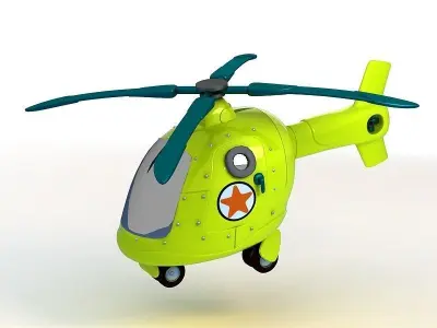 Cartoon helicopter Toy q helicopter cartoon helicopter 3D model