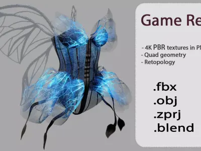 Butterfly Dress   Low-poly 3D model