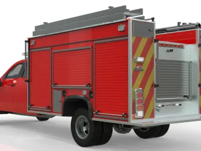 Silverado 3500 HD firetruck crewcab 2021 Low-poly 3D model