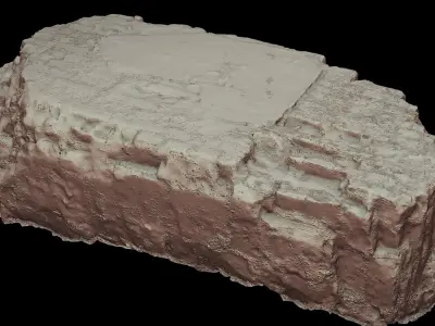 destroyed house debris block part bricks photogrammetry Low-poly 3D model