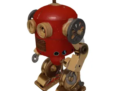 Vintage Steampunk Robot Character 3D model