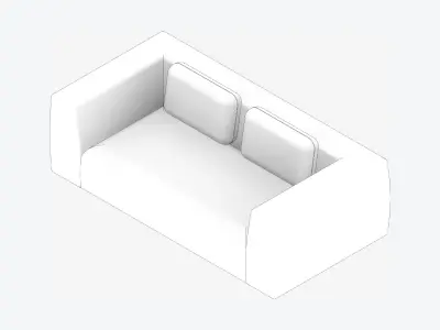 Seat - Sofa - Simplicity - Double - Two Arm Low-poly 3D model