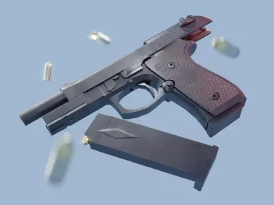 Beretta 92 Pistol Low-poly 3D model
