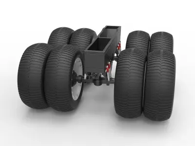 Chassis of vintage monster truck double wheels 1 to 25 3D print model