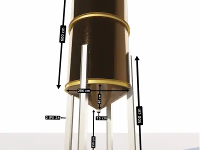 3D Model of a 38 Cubic Meter Industrial Pressure Vessel 3D model