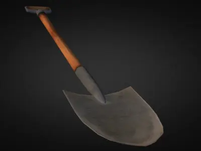 Shovel Low-poly 3D model 10