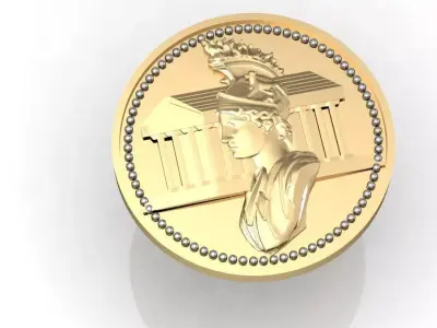 greek coin pendant two options 3D print model