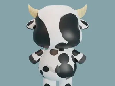 Rigged Cow Cartoon Character Low-poly 3D model