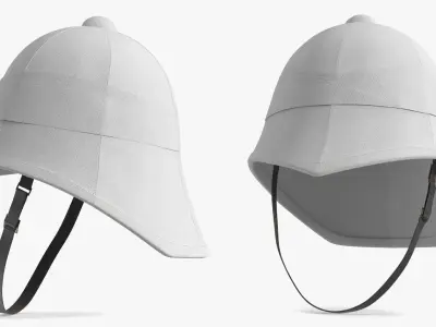 British Colonial Pith Helmet White 3D model
