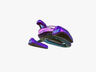 Alien Spaceship UFO H04 Purple Blue - Sci Fi Spacecraft Design Low-poly 3D model