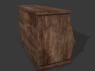 Wooden Storage Bin Low-poly 3D model