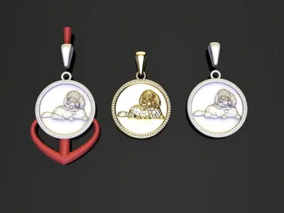DOG SCULPTURE COIN PENDANT 3D print model