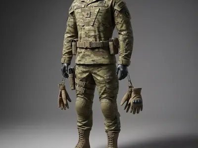 Military Combat Uniform - Tactical BDU with Field-Ready Details 3D model