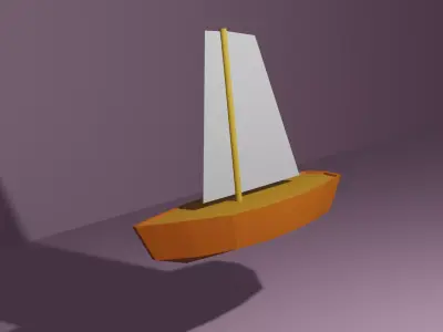 yacht orange sailboat Low-poly 3D model