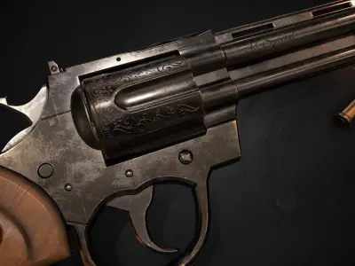 Revolver Low-poly 3D model 9