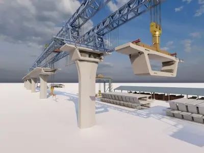 Bridge Construction 3D Model - Detailed Look into Infrastructure 3D model shop