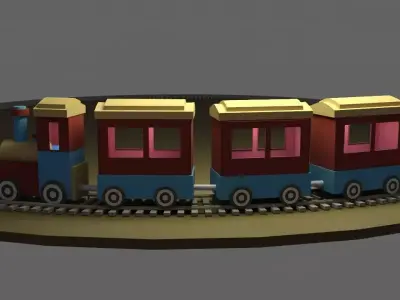 Stylized Toy Train Low-poly 3D model