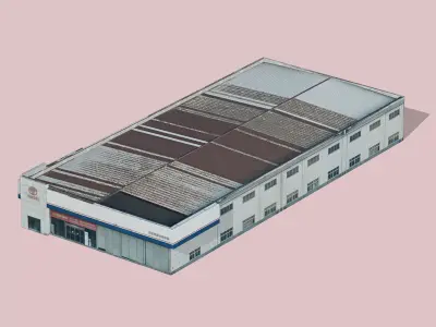 Automobile dealership building Low-poly 3D model