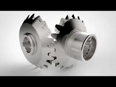 Gears two metal Free 3D model
