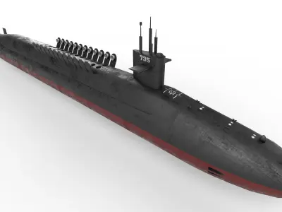 ohio class submarine lowpoly Low-poly 3D model