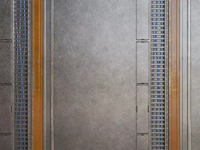 Dark Micro-Patterned Sci-Fi Metal Plate PBR Seamless Texture