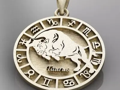 pendant zodiac taurus 3D print model