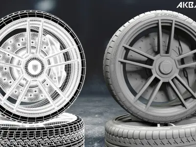 porsche sport car tyre 3D model