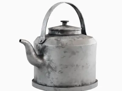 Used Iron Kettle 01 Low-poly 3D model