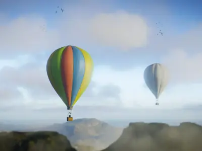 Air Balloons CGI Movie Scene Low-poly 3D model