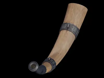 Medieval War Horn Low Poly Game-Ready PBR Asset Low-poly 3D model
