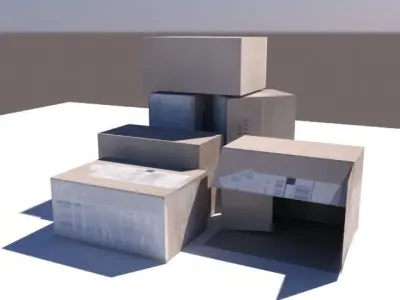 Crate 7 cardboard box Low-poly 3D model